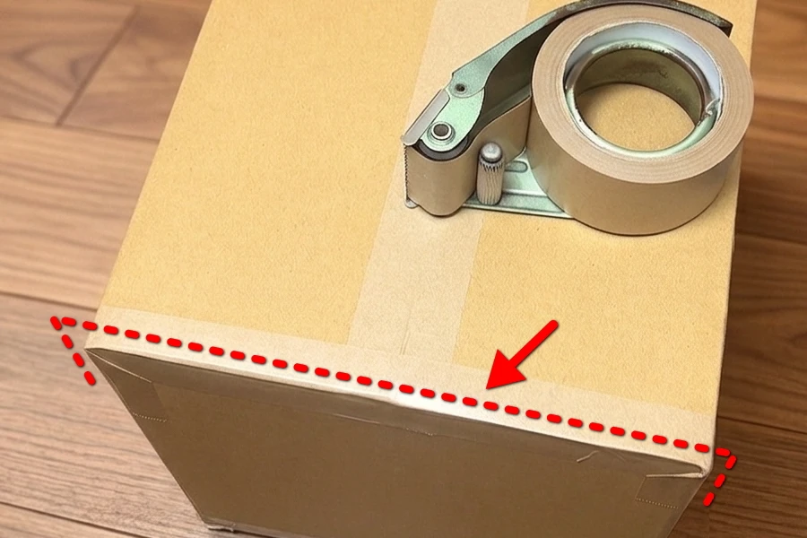 しっかりとテープが貼られた段ボール箱
